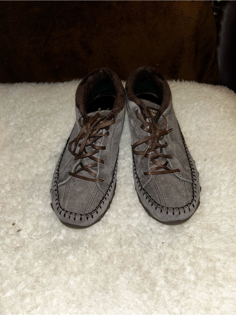 Women’s Brown Suede Lace-Up Moccasin Shoes